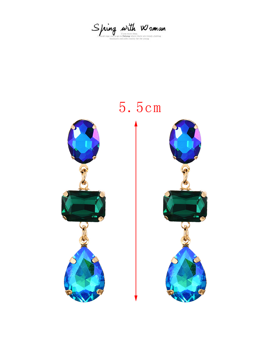 Fashion Blue Alloy Diamond Drop Earrings,Stud Earrings