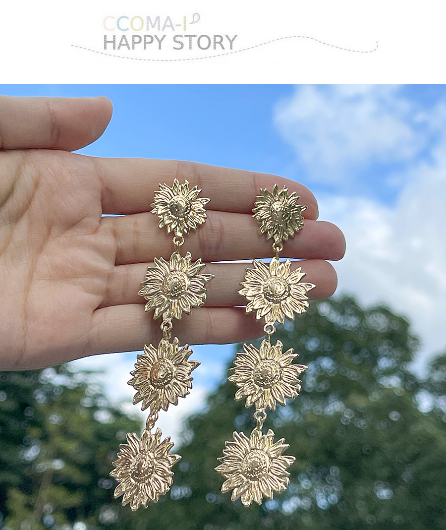 Fashion Silver Alloy Flower Earrings,Drop Earrings
