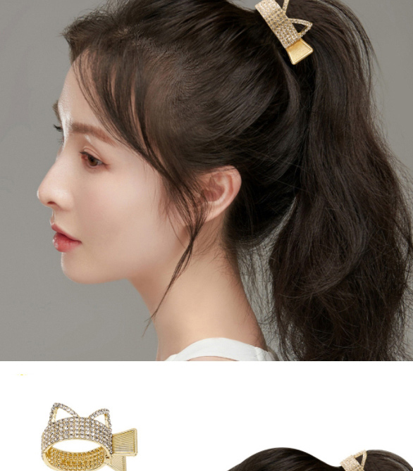Fashion Golden Cat Ears Alloy Diamond Cat Ear Grabber,Hair Claws