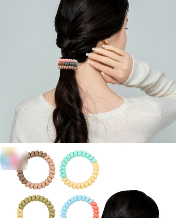 Fashion Frosted Powder Coffee Frosted Color Matching Telephone Wire Hair Ring,Hair Ring