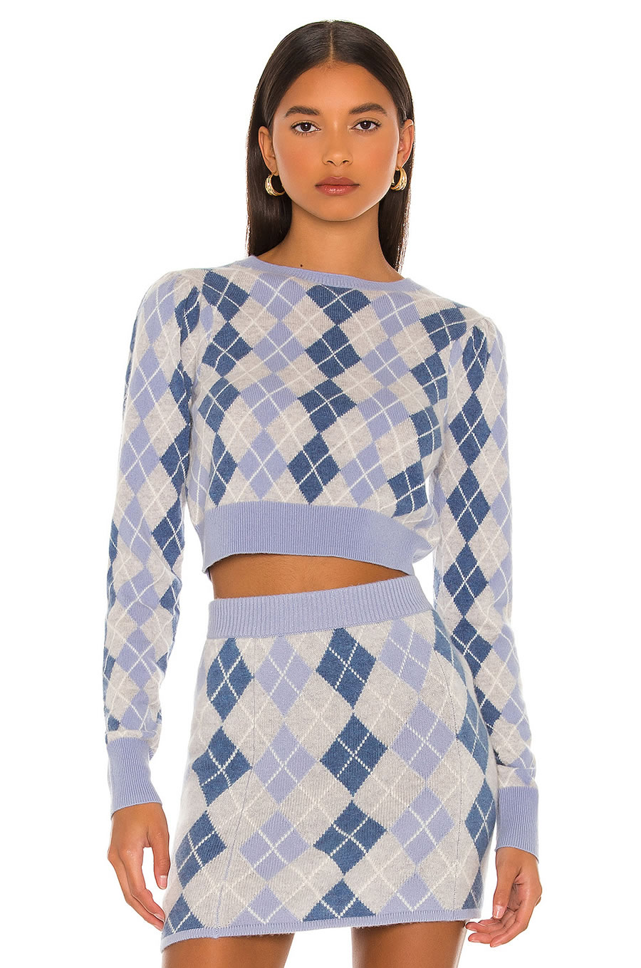 Fashion Blue Diamond Pullover Sweater,Sweater