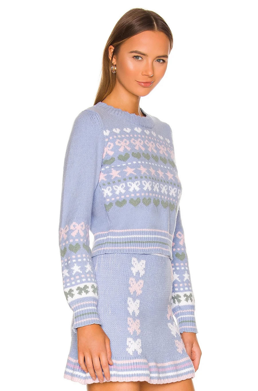 Fashion Blue Bow Knit Pullover Sweater,Sweater