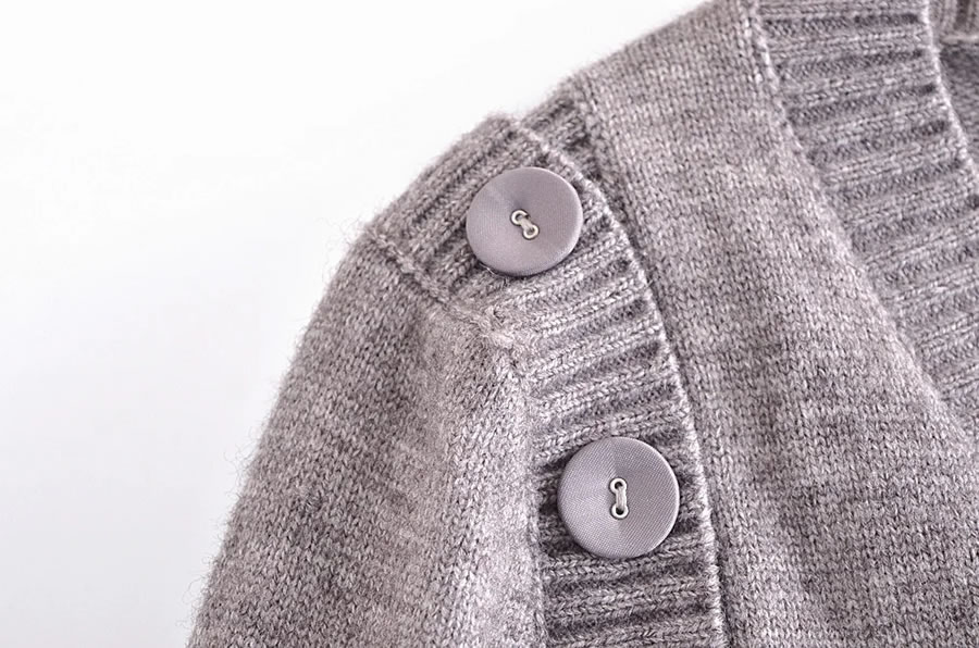 Fashion Grey Solid Color Removable Knit Cardigan Jacket,Sweater