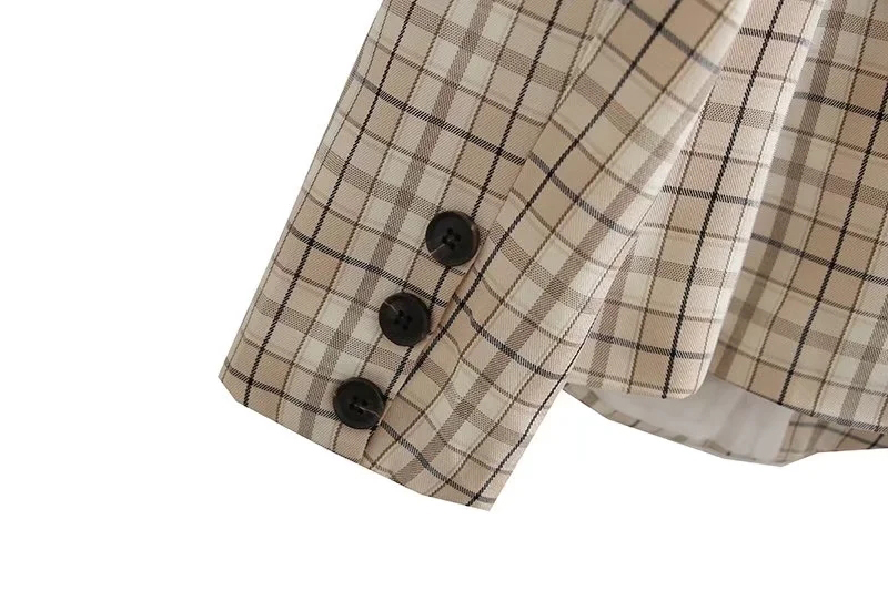 Fashion Khashoggi Check Lapel Pocket Blazer,Coat-Jacket