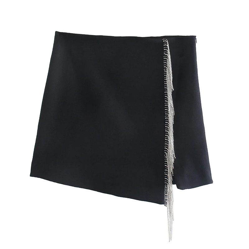 Fashion Black Faux Fringe Skirt,Skirts