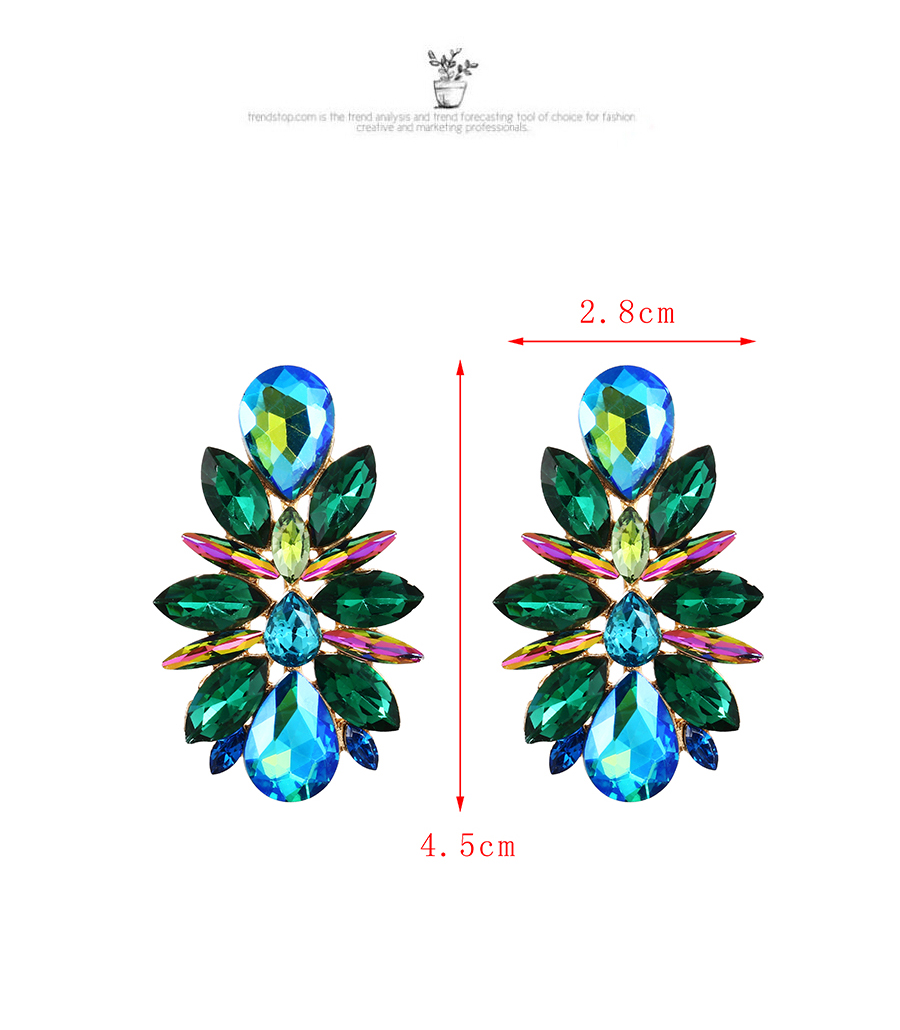 Fashion Blue Alloy Diamond Geometric Stud Earrings,Stud Earrings
