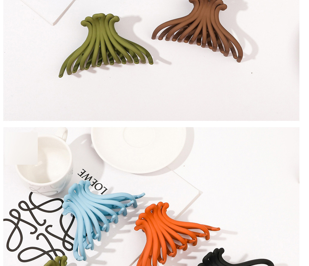 Fashion Deep Coffee Frosted Scallop Gripper,Hair Claws