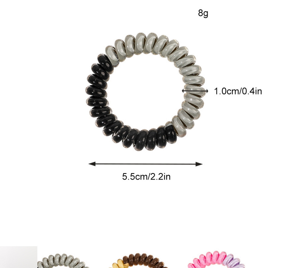 Fashion Jelly Black Light Grey Plastic Color Matching Telephone Wire Hair Ring,Hair Ring