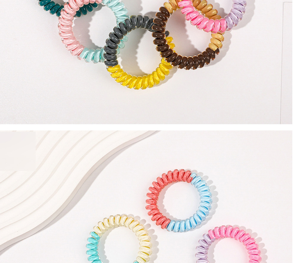 Fashion Jelly Dark Pink Light Purple Plastic Color Matching Telephone Wire Hair Ring,Hair Ring