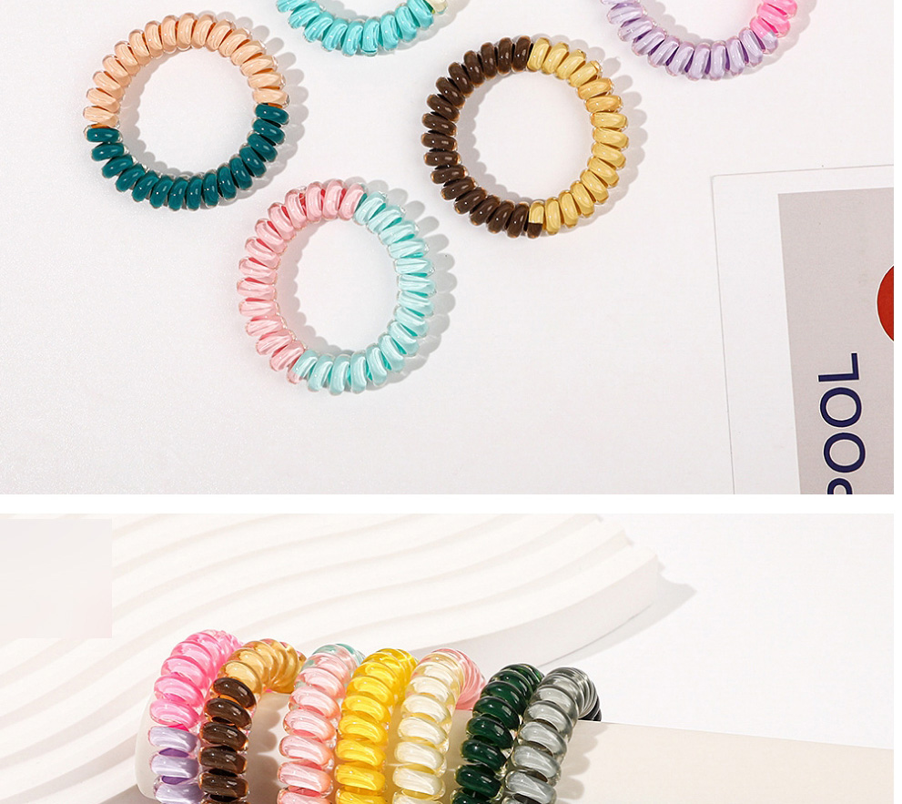 Fashion Jelly Light Blue Light Pink Plastic Color Matching Telephone Wire Hair Ring,Hair Ring