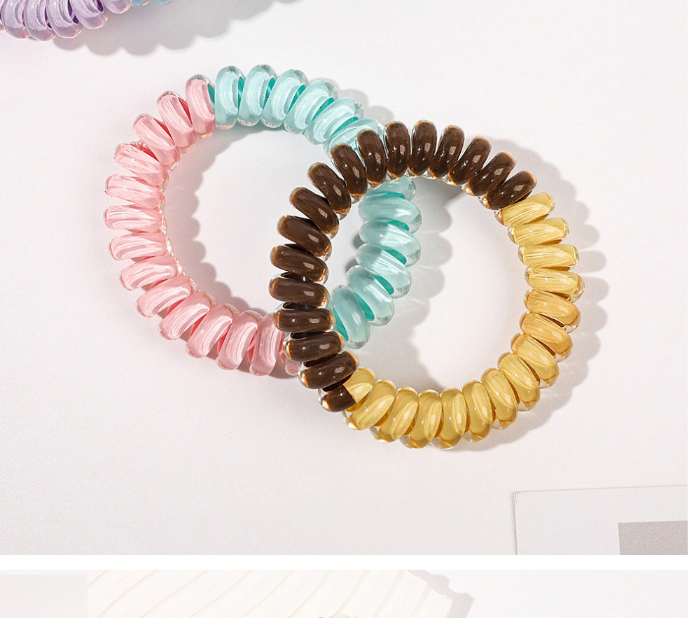 Fashion Jelly Light Blue Light Pink Plastic Color Matching Telephone Wire Hair Ring,Hair Ring