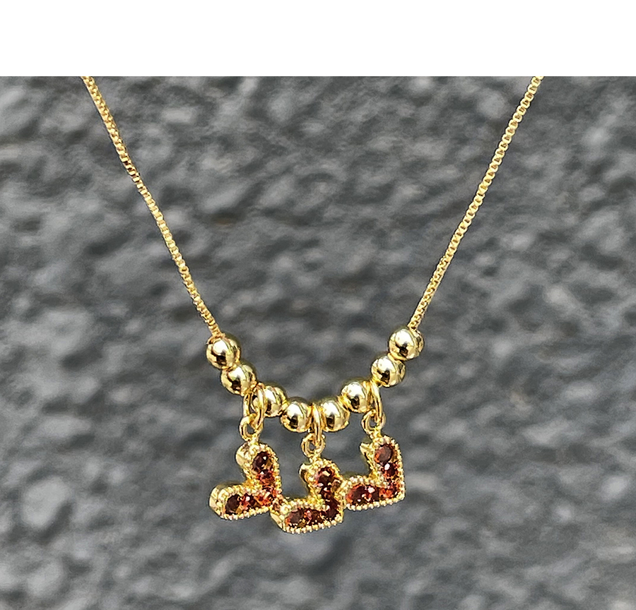 Fashion Purple Brass And Zirconium Beads And Diamonds Heart Necklace,Necklaces