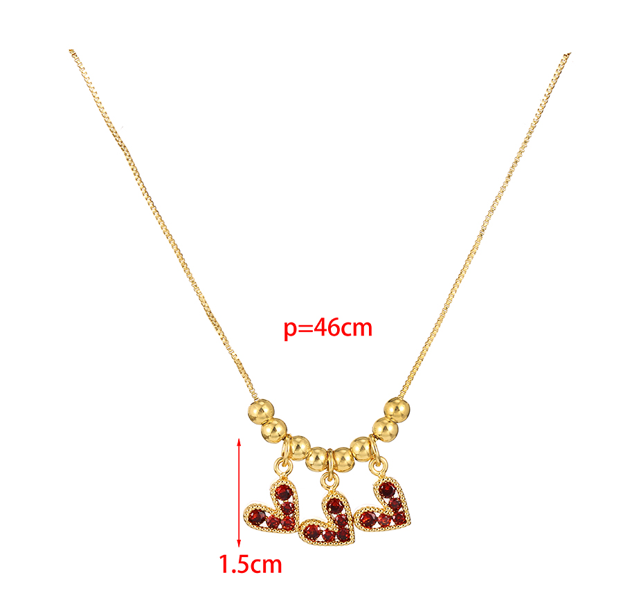 Fashion Color Brass And Zirconium Beads And Diamonds Heart Necklace,Necklaces