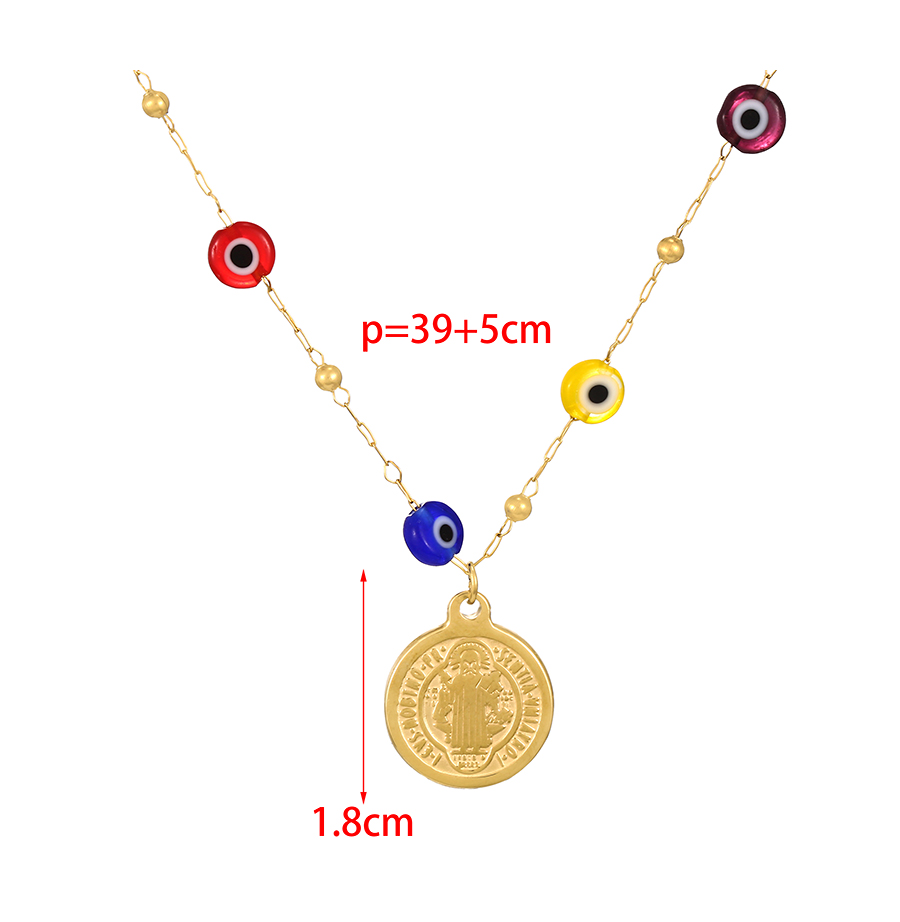 Fashion Gold Resin Glass Eyes Pure Titanium Steel Medal Necklace,Necklaces