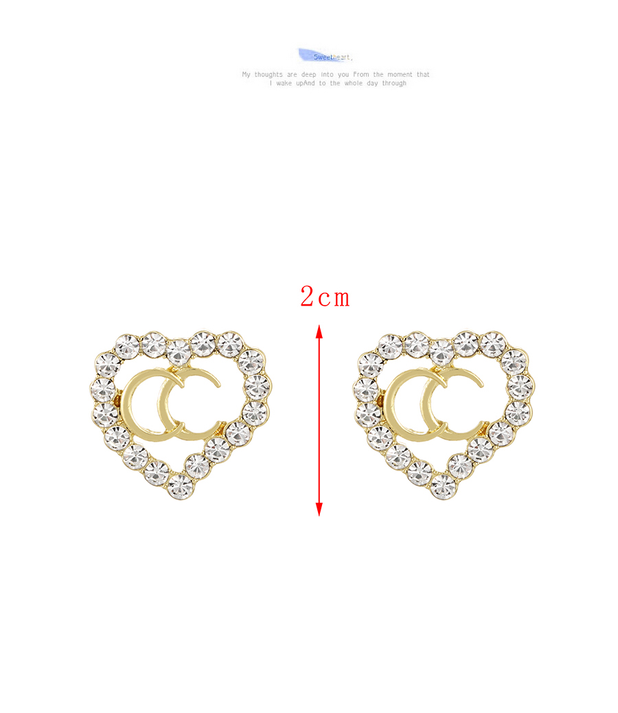 Fashion Gold-2 Alloy Set Pearl Letter Heart Stud Earrings,Stud Earrings