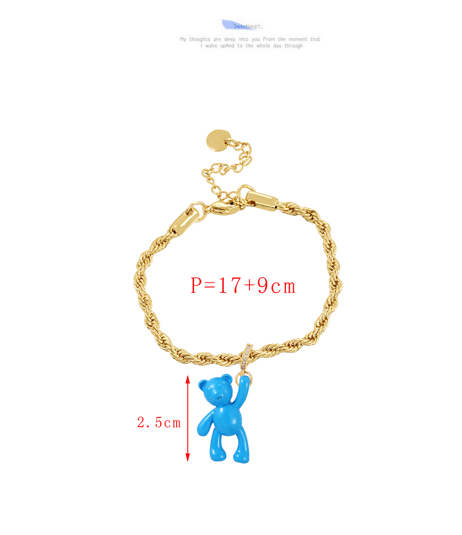 Fashion Light Blue Copper Drop Oil Bear Pendant Twist Bracelet,Bracelets