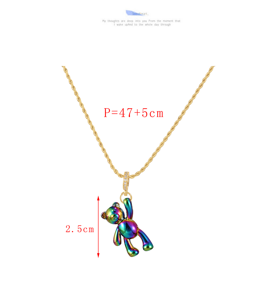 Fashion Color Pure Copper Spray Paint Bear Pendant Twist Necklace,Necklaces