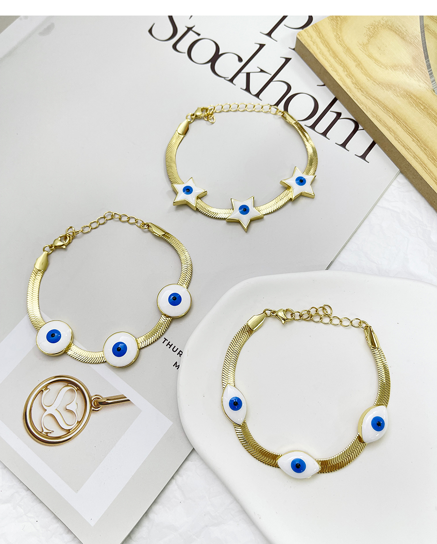 Fashion Gold-3 Copper Drop Oil Love Eye Snake Bone Chain Bracelet,Bracelets