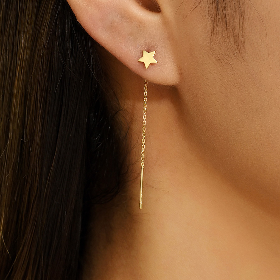 Fashion Gold Pure Copper Star Geometric Drop Earrings,Earrings