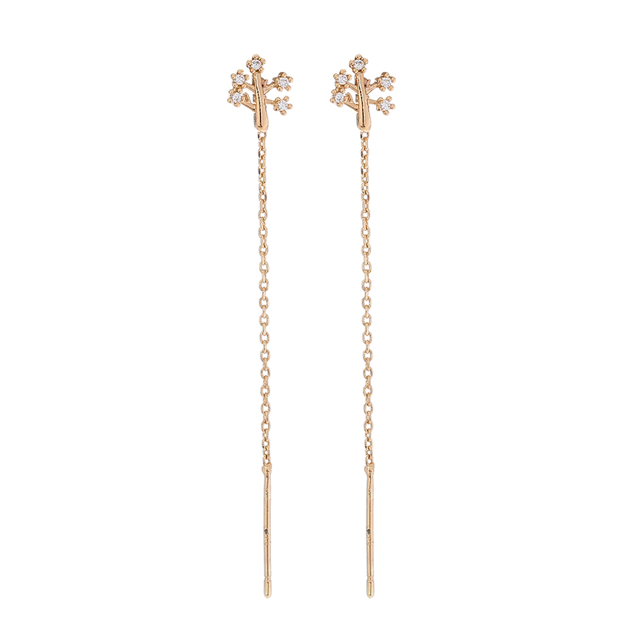 Fashion Gold Bronze Zirconium Geometric Tassel Drop Earrings,Earrings