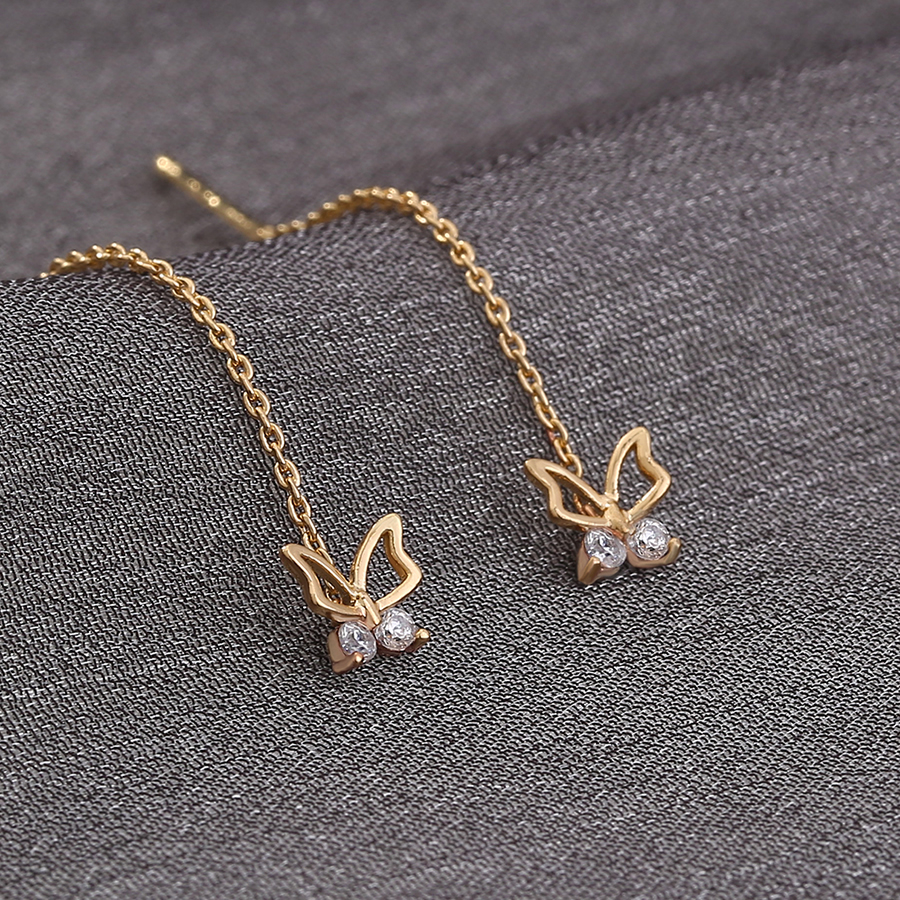 Fashion Gold Bronze Diamond Butterfly Tassel Earrings,Earrings