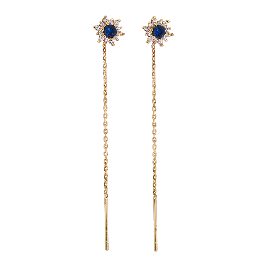 Fashion Gold Brass Diamond Geometric Tassel Drop Earrings,Earrings