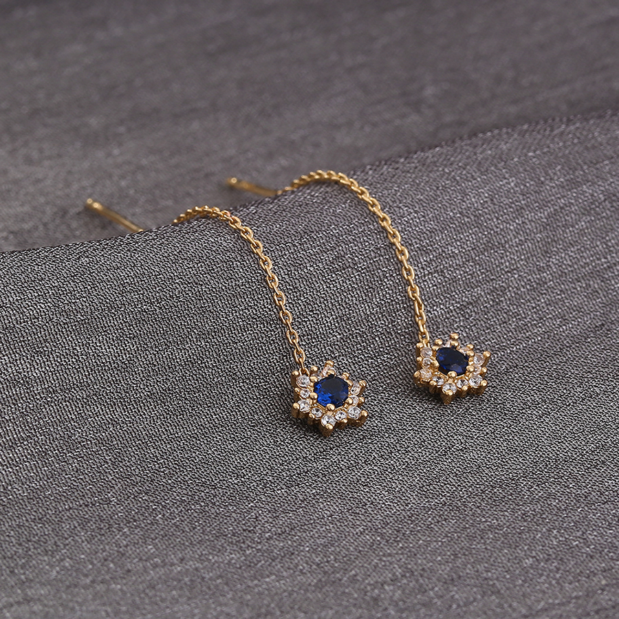 Fashion Gold Brass Diamond Geometric Tassel Drop Earrings,Earrings
