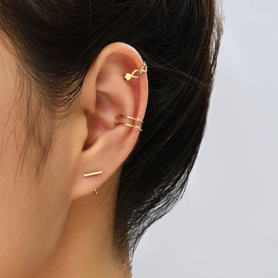 Fashion Gold Pure Copper Geometric Hollow Chain Ear Cuff Set,Jewelry Set