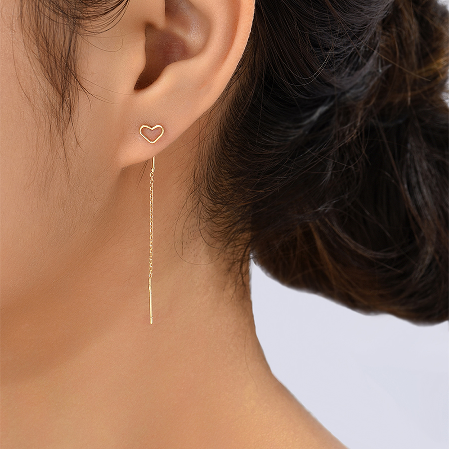Fashion Gold Pure Copper Hollow Heart Tassel Earrings,Earrings