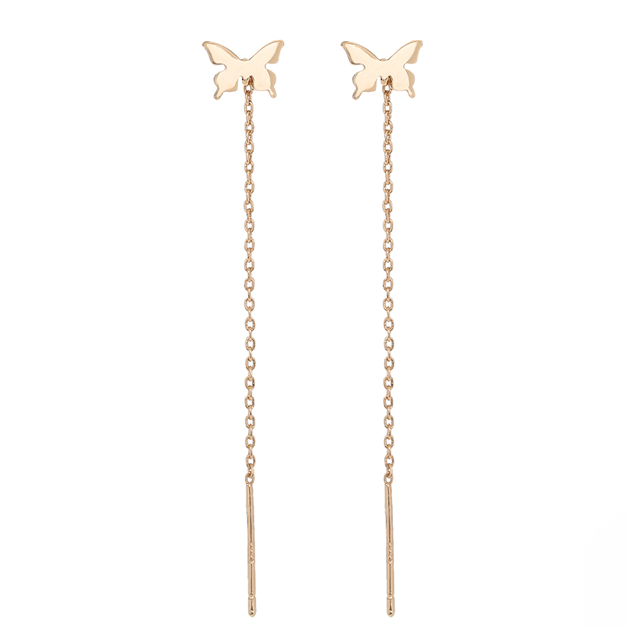 Fashion Gold Pure Copper Butterfly Tassel Earrings,Earrings