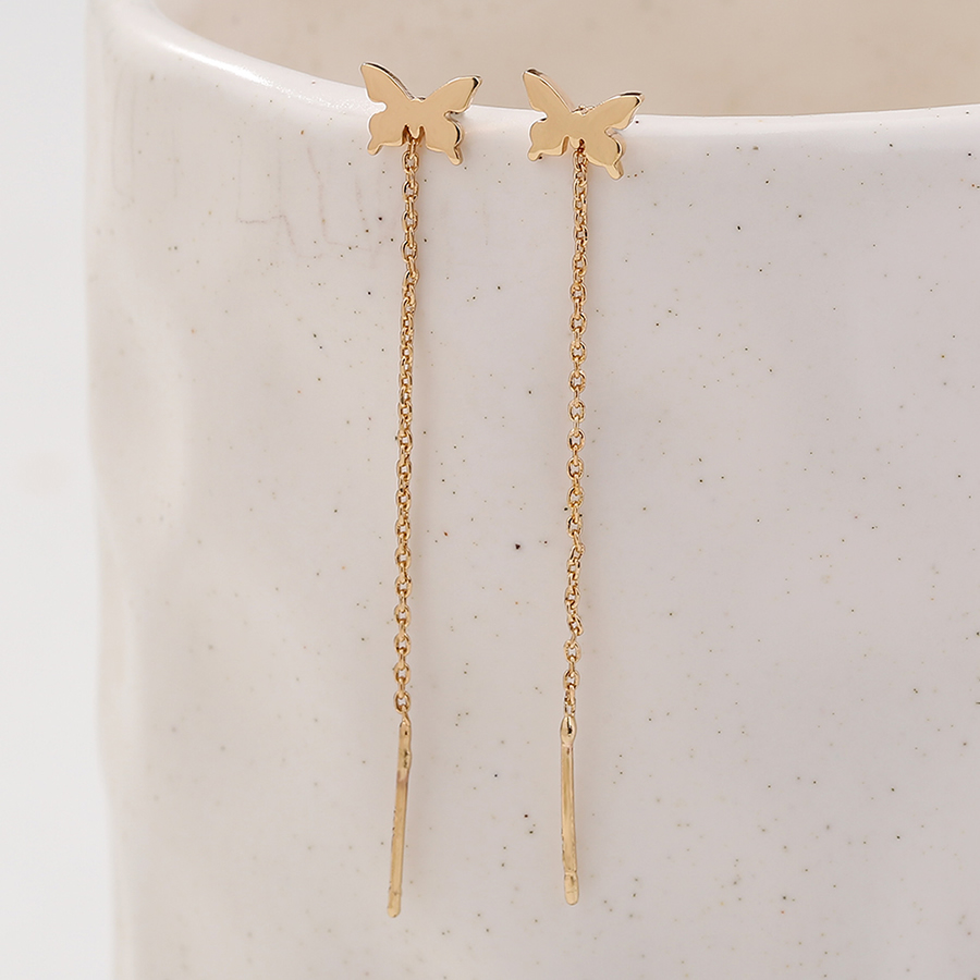 Fashion Gold Pure Copper Butterfly Tassel Earrings,Earrings