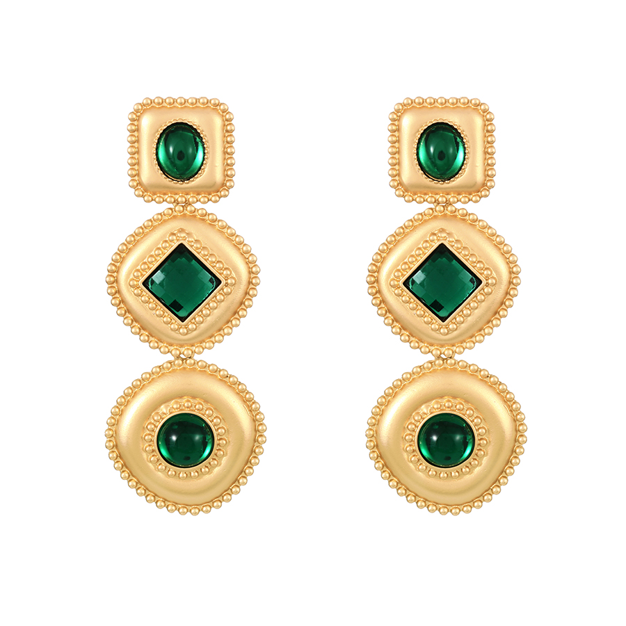 Fashion Green Alloy Resin Geometric Stud Earrings,Stud Earrings