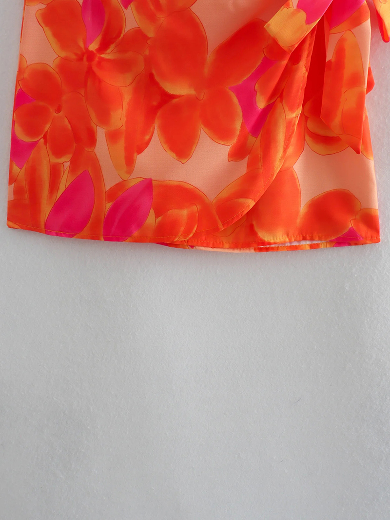 Fashion Orange Printed Knotted Skirt,Skirts