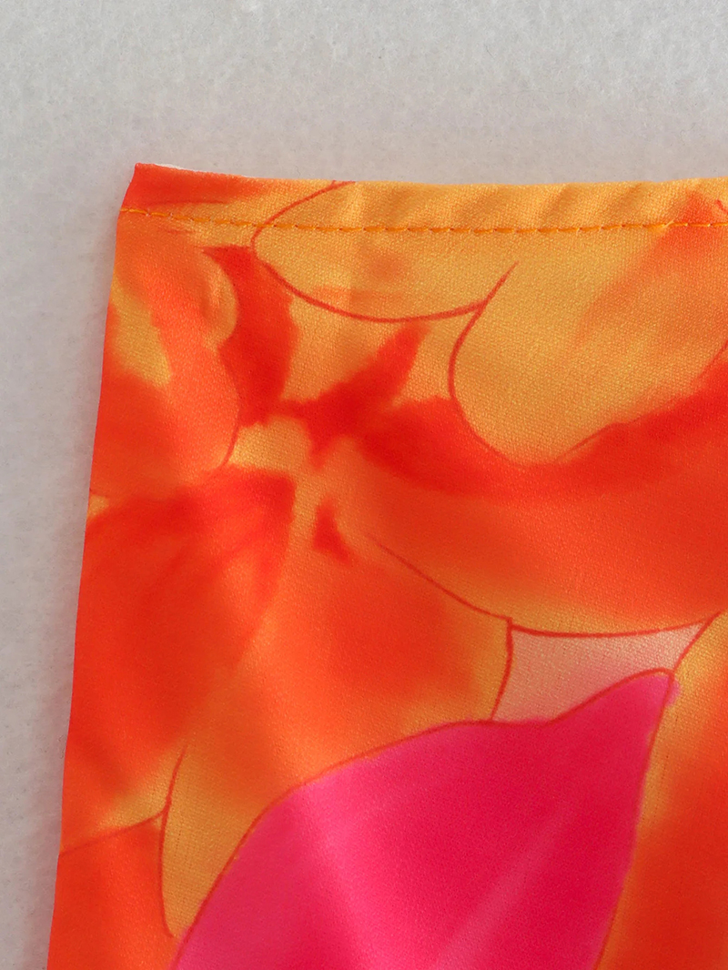 Fashion Orange Printed Fishbone Tunic Strapless Top,Tank Tops & Camis