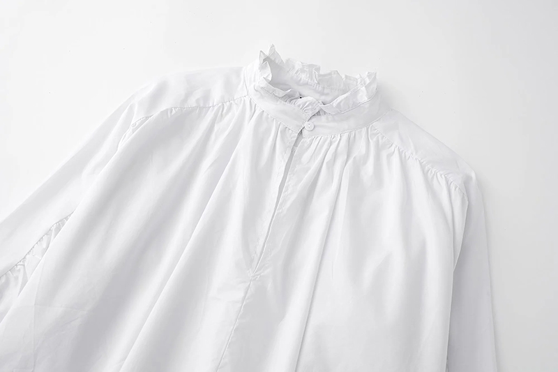 Fashion White Cotton Lace Stand Collar Shirt,Blouses
