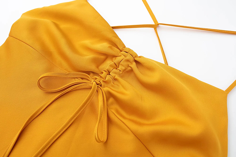 Fashion Orange Silk Back Cross-tie Slip Dress,Long Dress