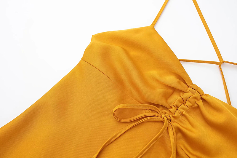 Fashion Orange Silk Back Cross-tie Slip Dress,Long Dress
