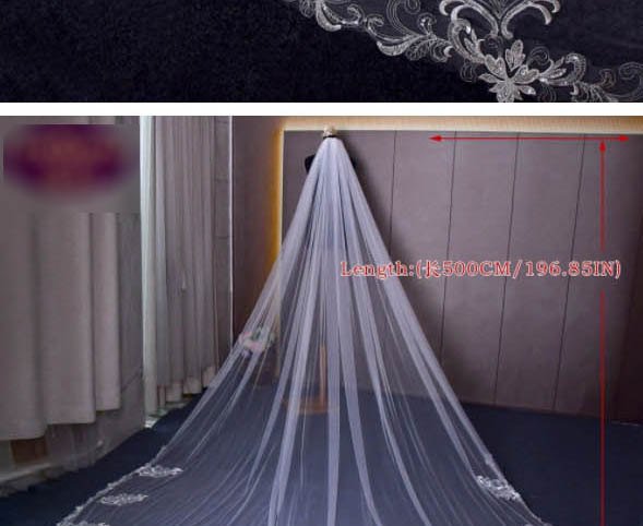 Fashion White Hair Comb Lace Embroidery With Comb Lace Trailing Veil,Hairpins