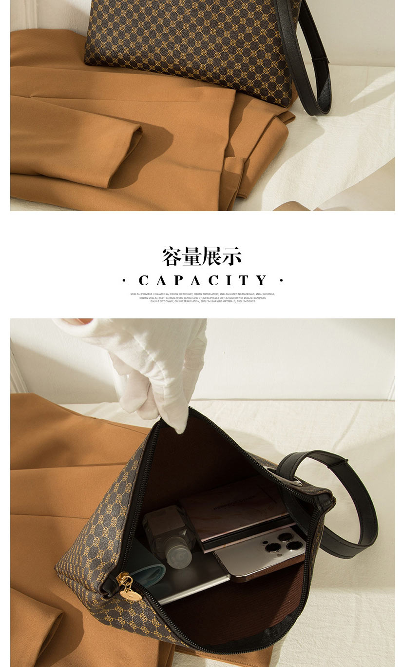 Fashion Brown Pu Print Large Capacity Handbag  Pu,Handbags