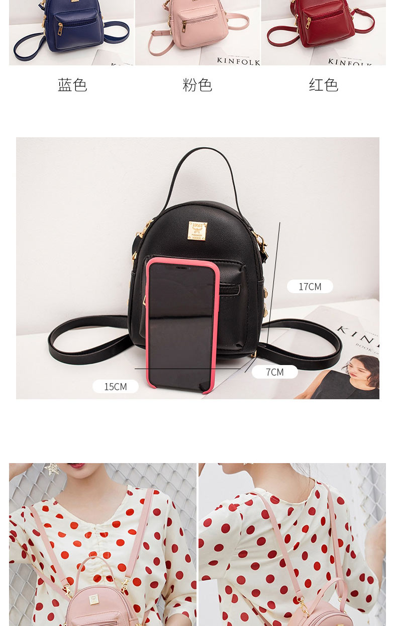 Fashion Pink Pu Rivet Large Capacity Backpack  Pu,Backpack