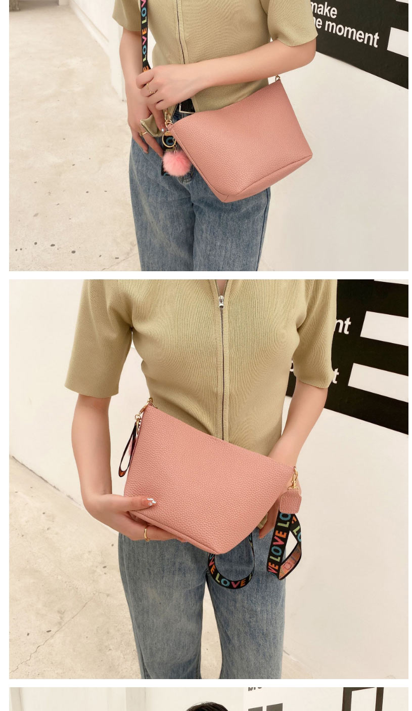 Fashion Brown Pu Lychee Pattern Large-capacity Letter Shoulder Strap Messenger Bag  Pu,Shoulder bags