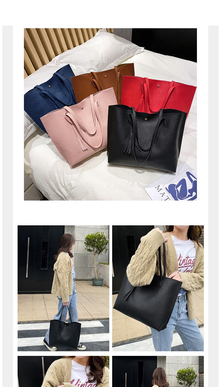 Fashion Brown Lychee Pattern Large Capacity Shoulder Bag  Pu,Messenger bags