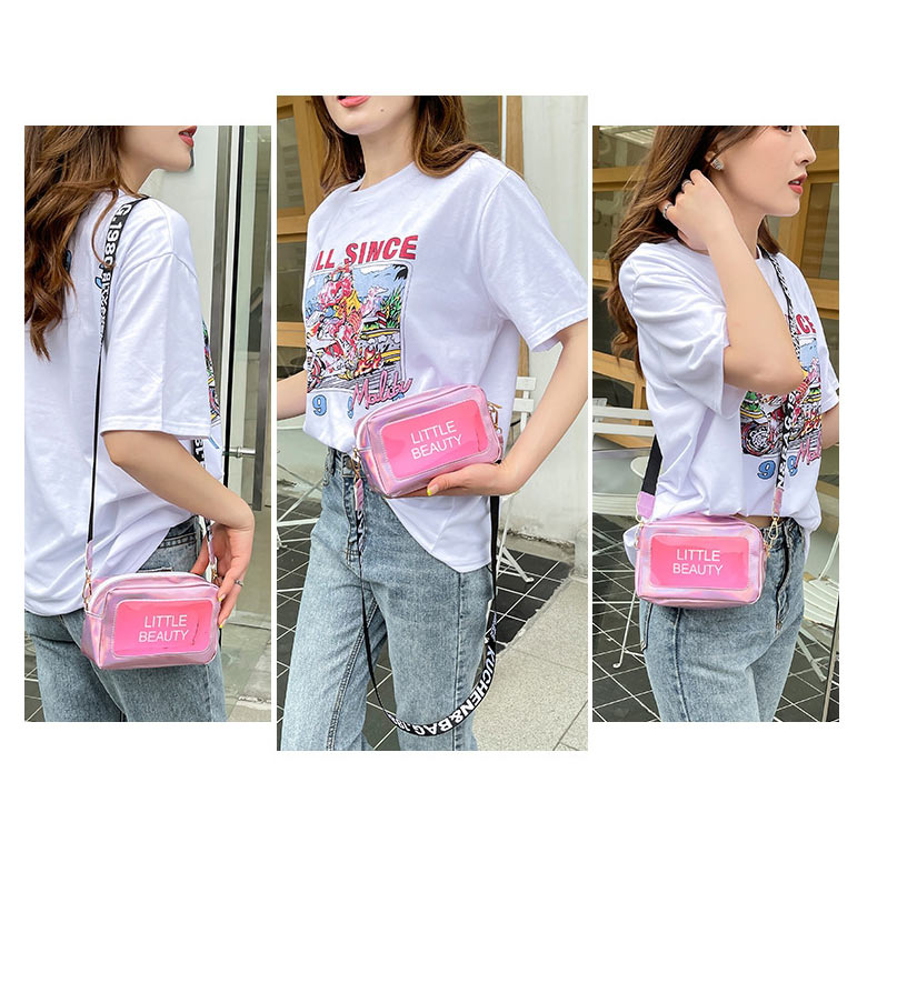 Fashion Pink Strapless Pu Letter Laser Large Capacity Handbag  Pu,Handbags