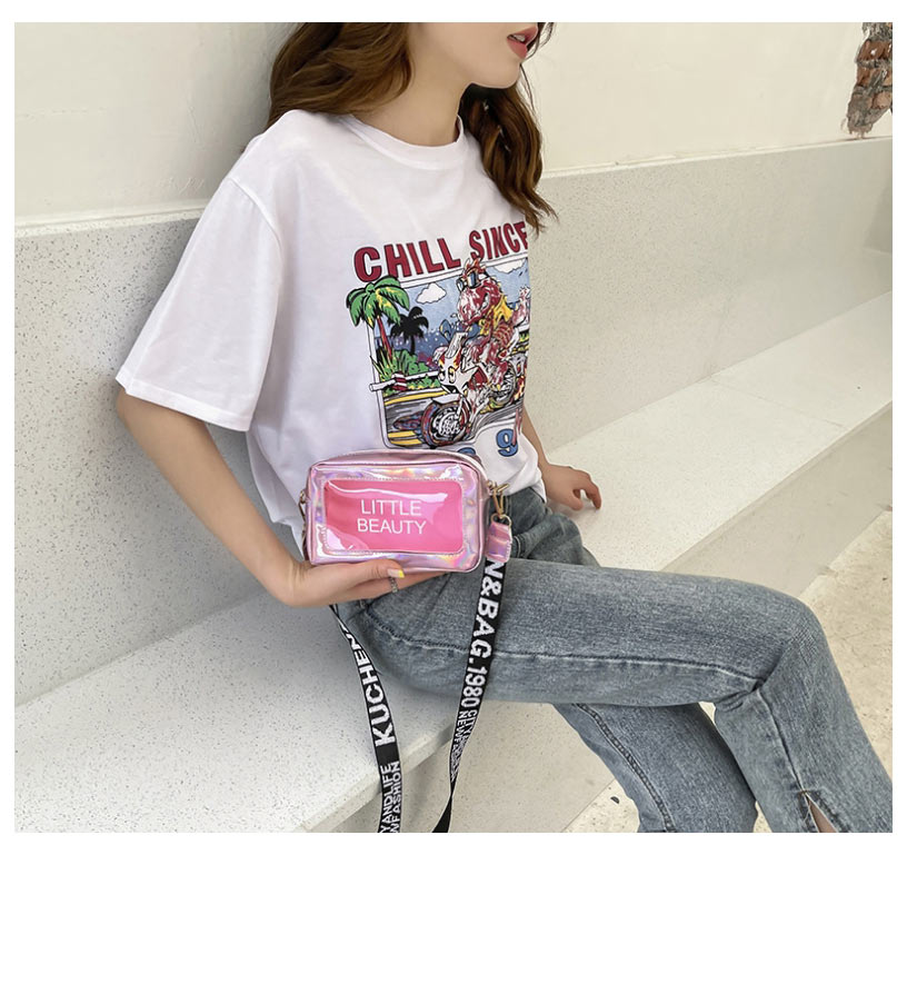 Fashion Pink With Straps Pu Letter Laser Large Capacity Crossbody Bag  Pu,Shoulder bags