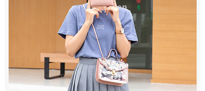 Fashion Light Grey Large Capacity Crossbody Bag With Pvc Print Lock  Pvc,Shoulder bags