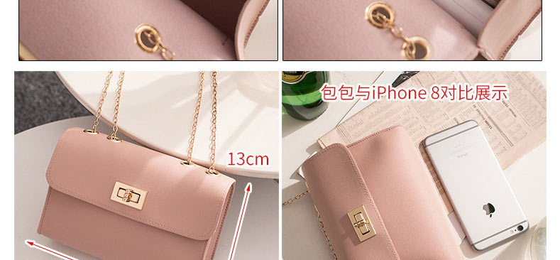 Fashion Pink Pu Lock Flap Crossbody Bag  Pu,Shoulder bags