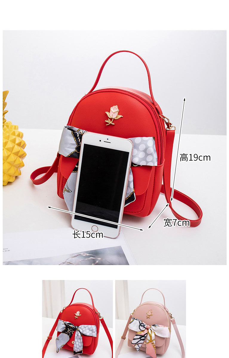 Fashion Red Large Capacity Backpack With Pu Silk Scarf  Pu,Backpack
