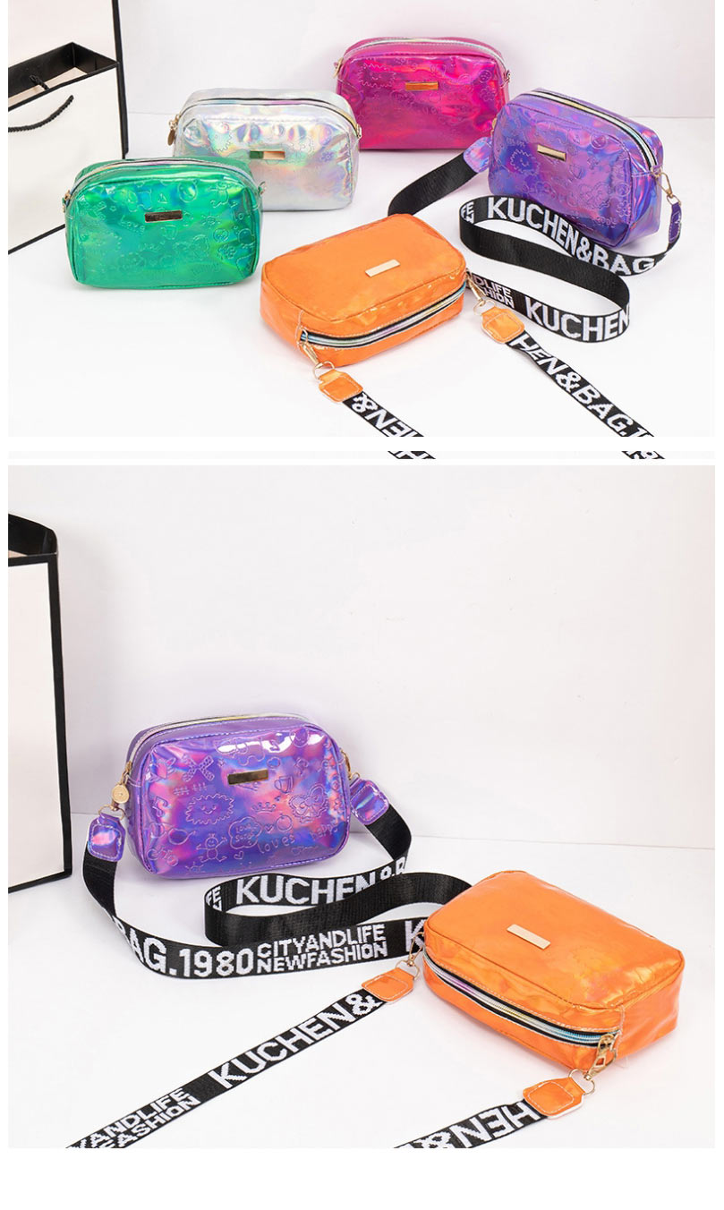 Fashion Orange Pvc Glossy Graffiti Letter Strap Crossbody Bag  Pvc,Shoulder bags