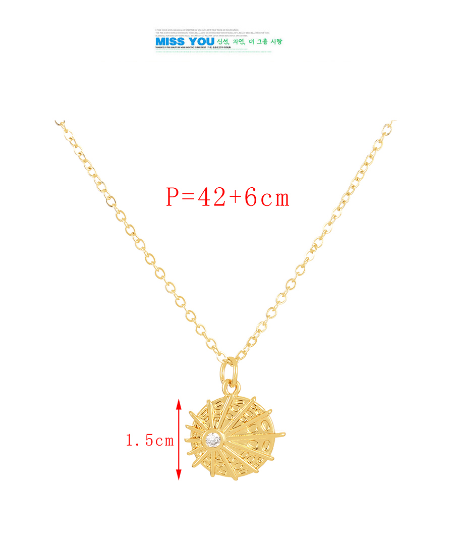 Fashion Gold-3 Bronze Zircon Round Pentagram Pendant Necklace,Necklaces