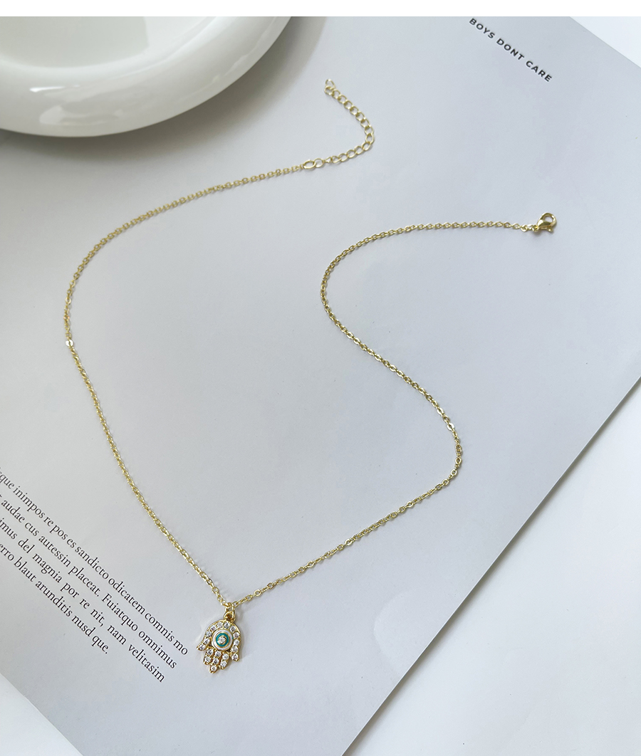 Fashion Gold Bronze Zircon Geometric Pendant Necklace,Necklaces